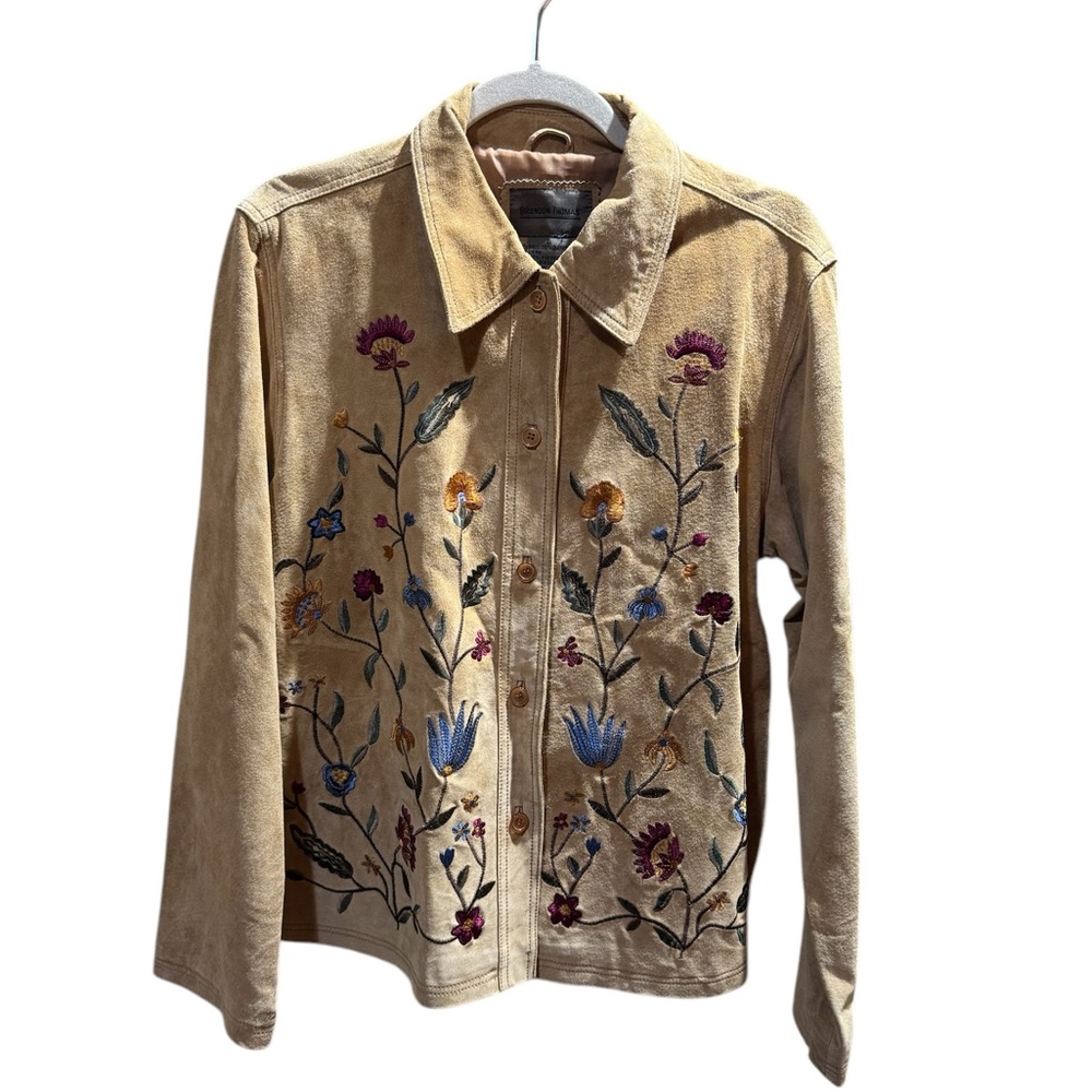 Brandon Thomas 100% Suede Leather Embroidered Jacket Size Large